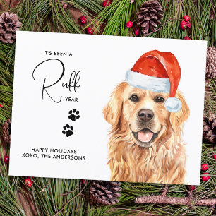 Ruff Year in Review Funny Golden Retriever Dog Feiertagspostkarte