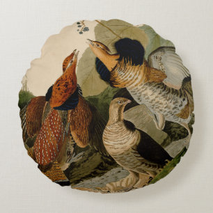 Ruffed Grouse Audubon Game Bird Rundes Kissen