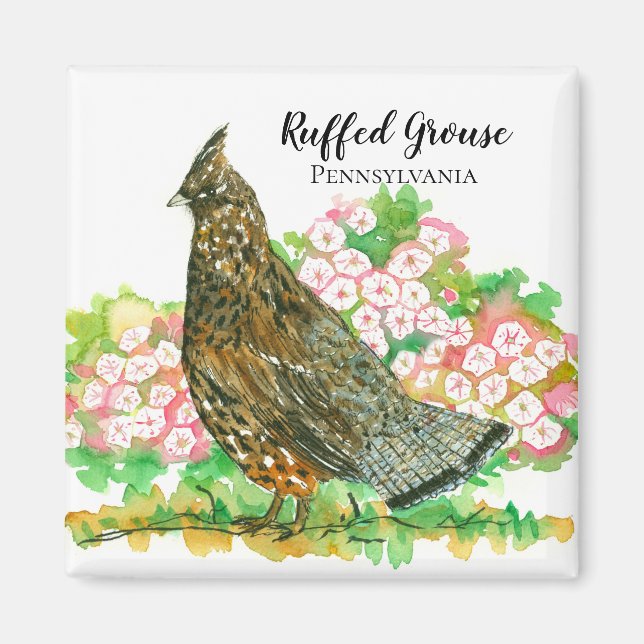Ruffed Grouse Pennsylvania Mountain Laurel Magnet (Vorne)