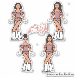 Ruffle Majorette / Tänzer Aufkleber Pfirsich Misch