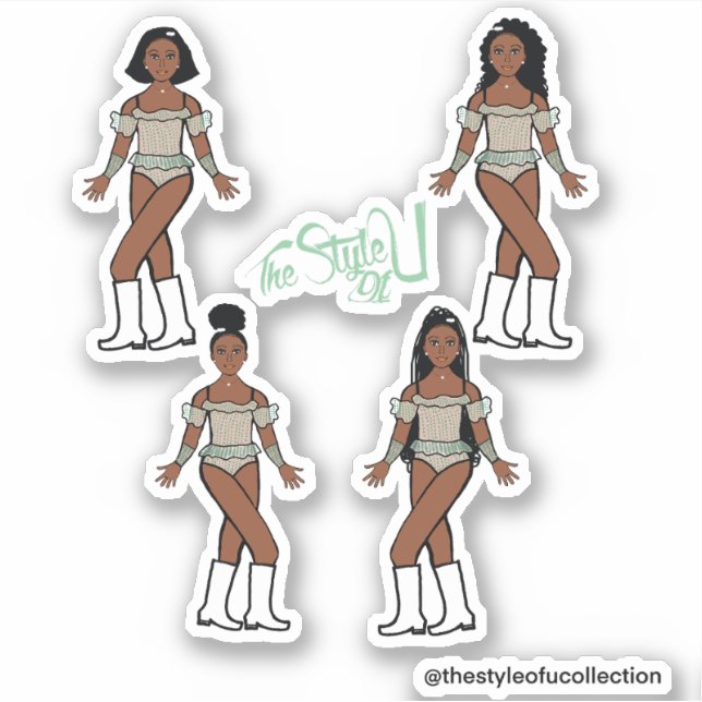 Ruffle Majorette / Tänzer Sticker Grüne Steine (Vorderseite)