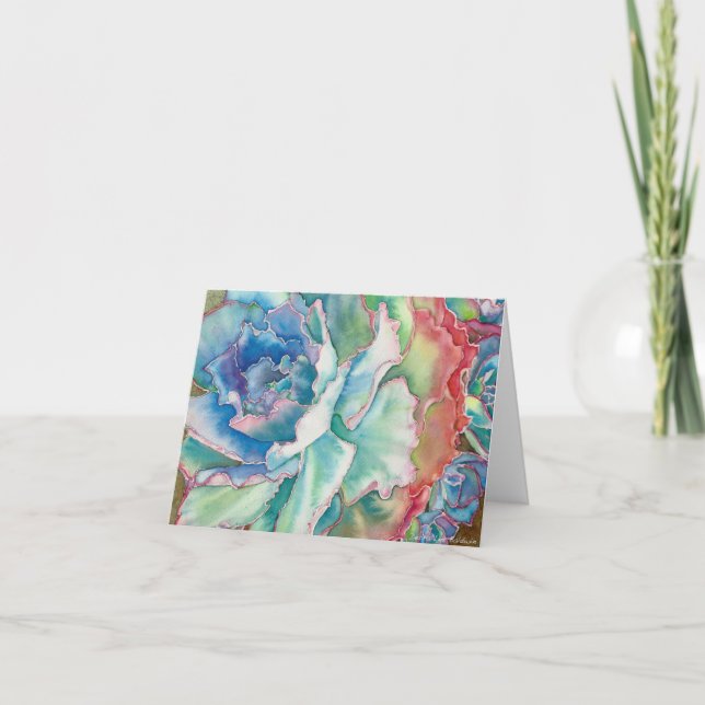 Ruffled Echeveria Watercolor by DLB Card Karte (Vorderseite)