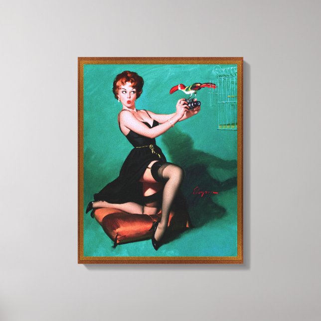 Ruffled Feathers von Gil Elvgren Leinwanddruck (Vorderseite)