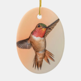 Rufous Hummingbird in Flug Monogram Name Keramik Ornament