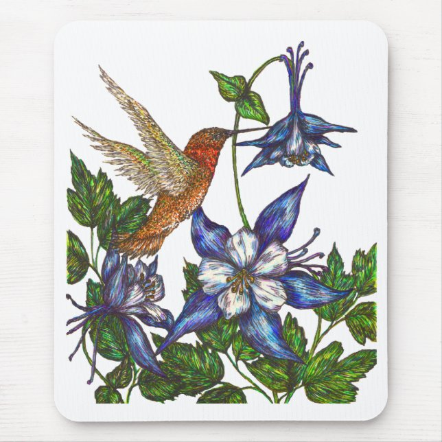 Rufous Hummingbird mit Columbine Mousepad (Vorne)