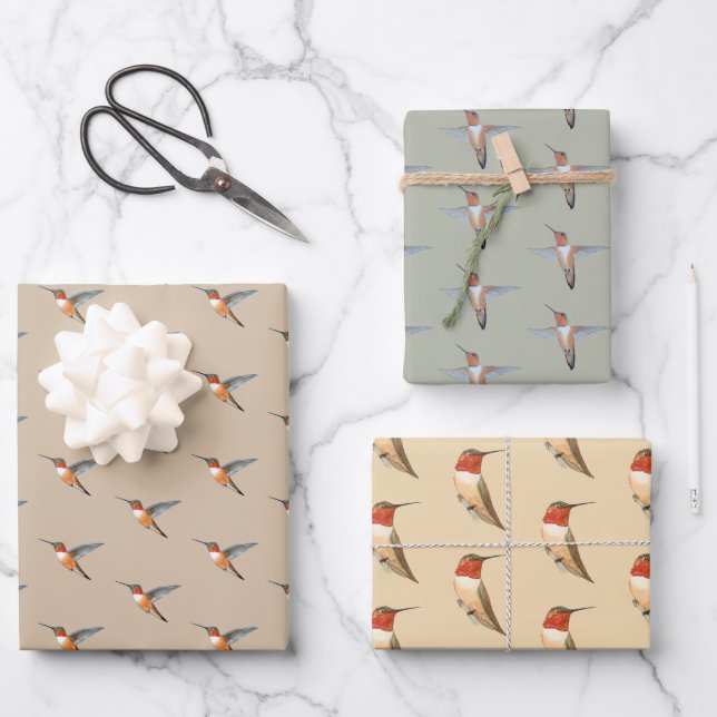 Rufous Hummingbirds Pattern Geschenkpapier Set (Vorderseite)