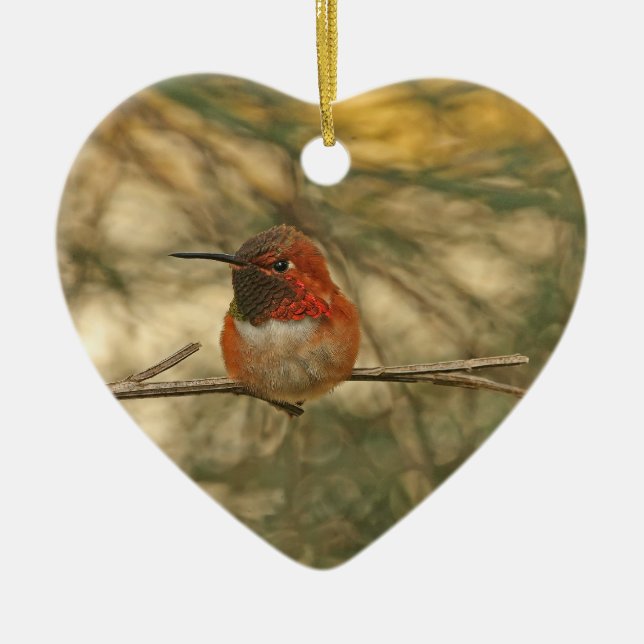 Rufous Kolibri-Sitzen Keramikornament (Vorne)