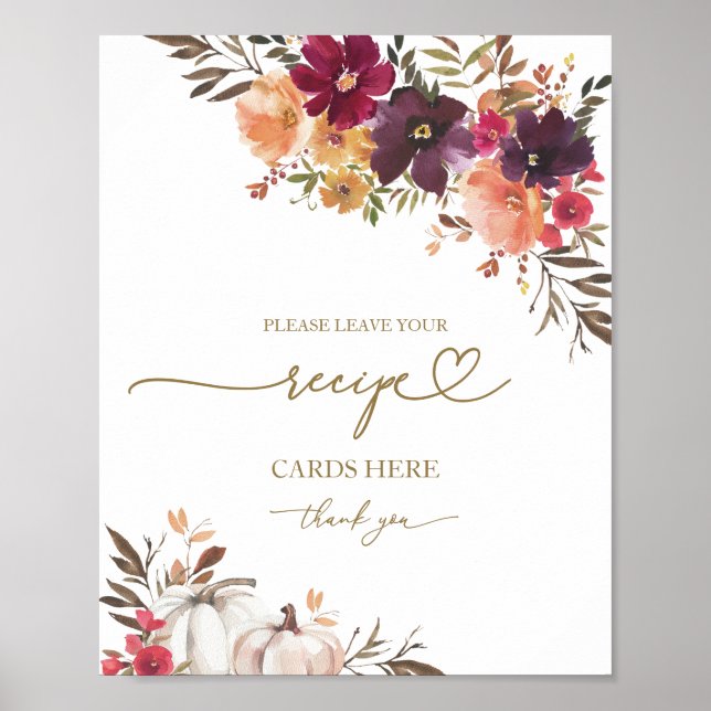 Rufzeichen der Pumpkin Fall Brautparty-Rezeptionsk Poster (Vorne)