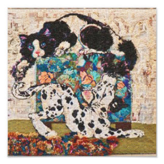 Rug Burn Chase Hund und Katze Fotodruck