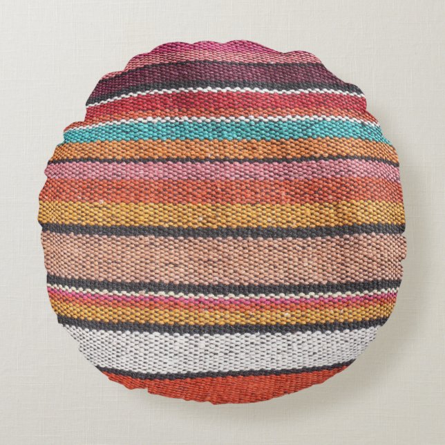 Rug Richness: Mexican Peruvian Textures Rundes Kissen (Vorderseite)