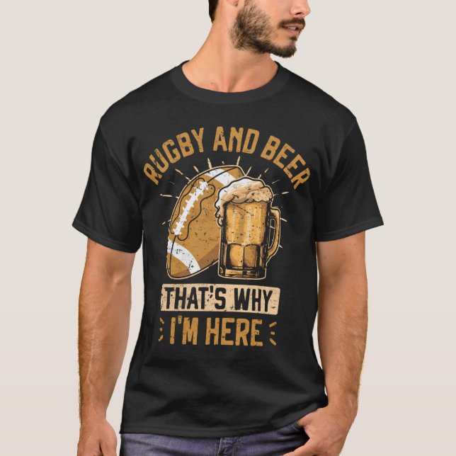 Rugby and Beer Team Funny Rugby Player T-Shirt (Vorderseite)