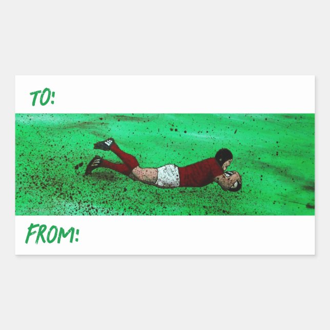 Rugby Art Geschenksticker Rechteckiger Aufkleber (Vorderseite)