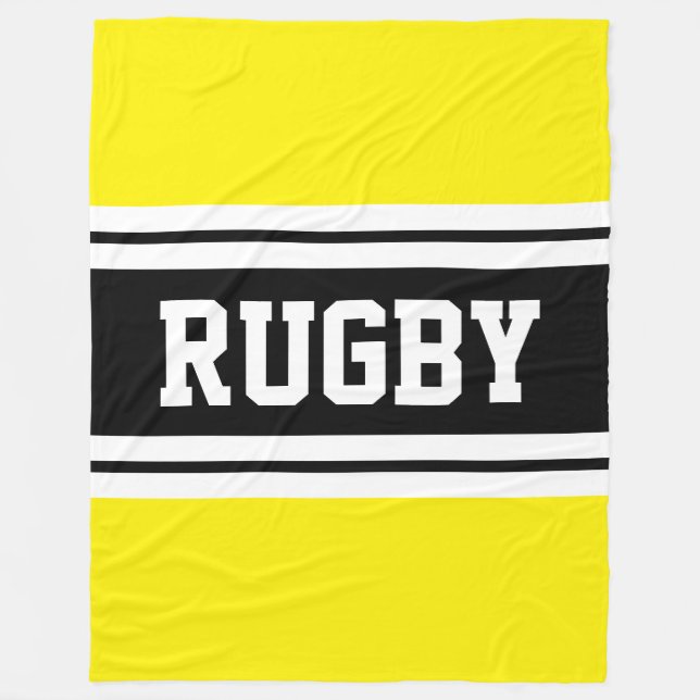Rugby Athletic Bright Yellow Black Racing Stripes Fleecedecke (Vorderseite)