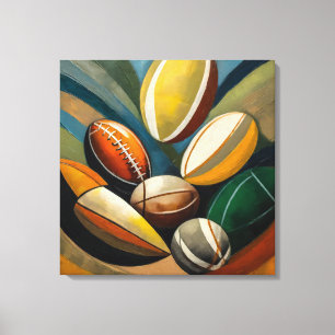 Rugby-Balls-Malerei - Stretchierte Leinwand