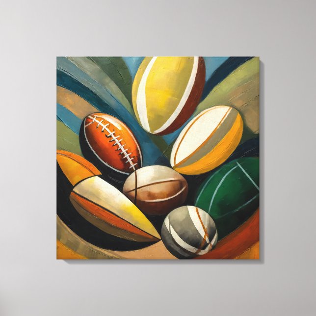 Rugby-Balls-Malerei - Stretchierte Leinwand (Vorderseite)