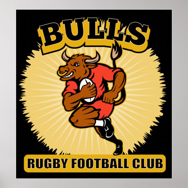 Rugby-Bullen mit Kugelgestapel Poster (Vorne)