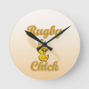 Rugby Chick Runde Wanduhr
