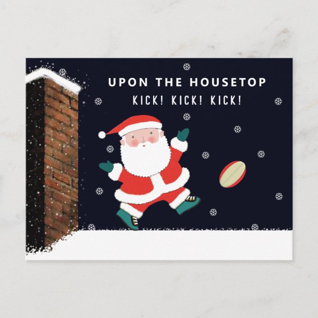 Rugby Christmas Holiday Cards Feiertagspostkarte (Vorderseite)