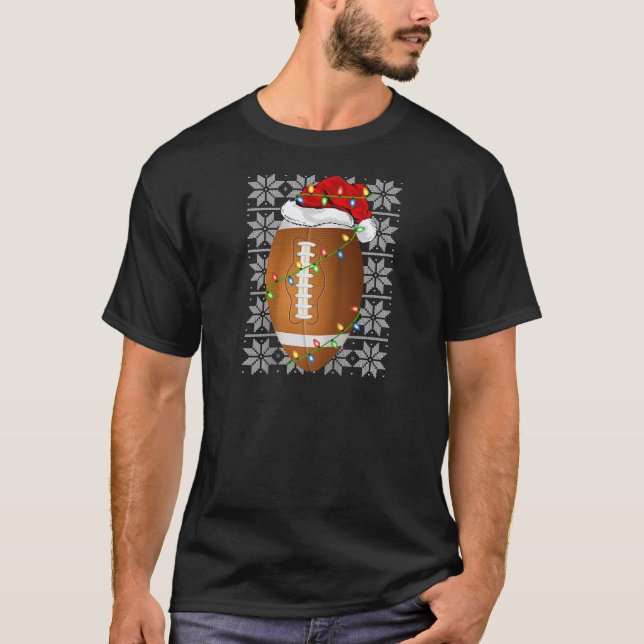 Rugby Christmas Lights Weihnachtsmannmütze Rugby B T-Shirt (Vorderseite)