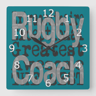 Rugby Coach Extraordinaire Quadratische Wanduhr
