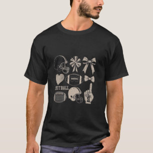 Rugby Coquette Bow Football Game Day Women Girls K T-Shirt