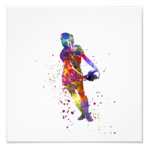 Rugby der Frauen in Aquarellfarben Fotodruck