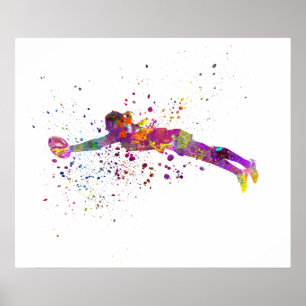 Rugby der Frauen in Aquarellfarben Poster