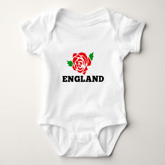 Rugby-England-Englisch-Rose Baby Strampler (Vorderseite)