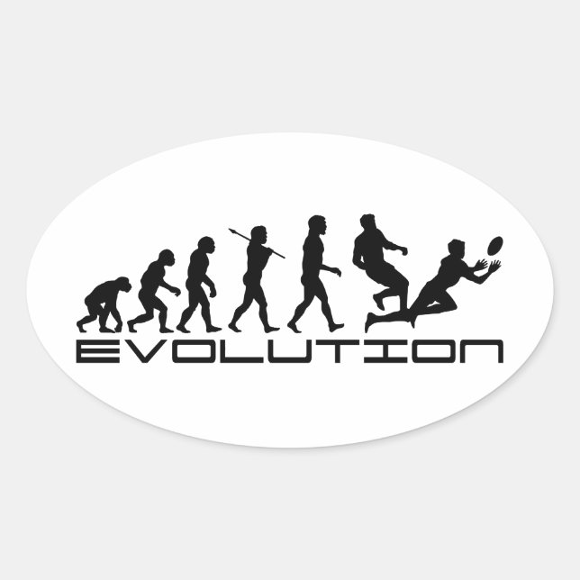 Rugby Football Evolution Art Ovaler Aufkleber (Vorderseite)
