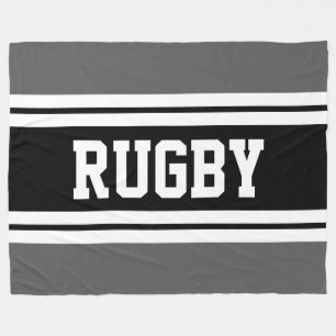 RUGBY Fun Athletic Gray Schwarz-weiß Racing Stripe Fleecedecke