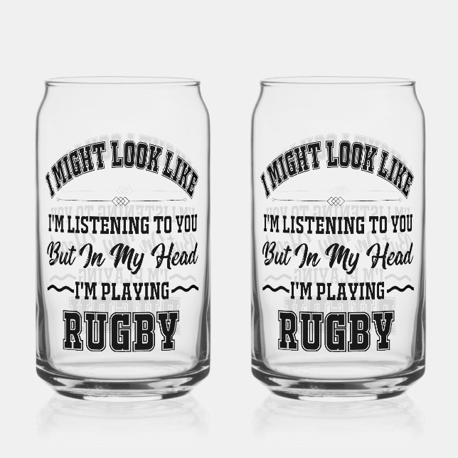 Rugby gedruckt 16oz Can Brillen spielen Dosenglas (Vorderseite)