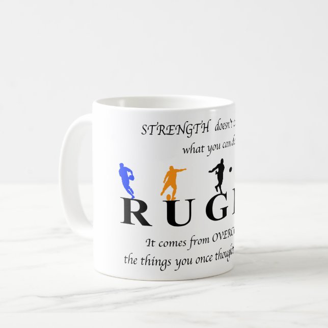 Rugby Inspiration Zitat Kaffeetasse (Vorderseite Links)