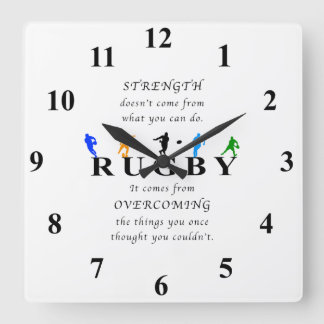 Rugby Inspiration Zitat Quadratische Wanduhr