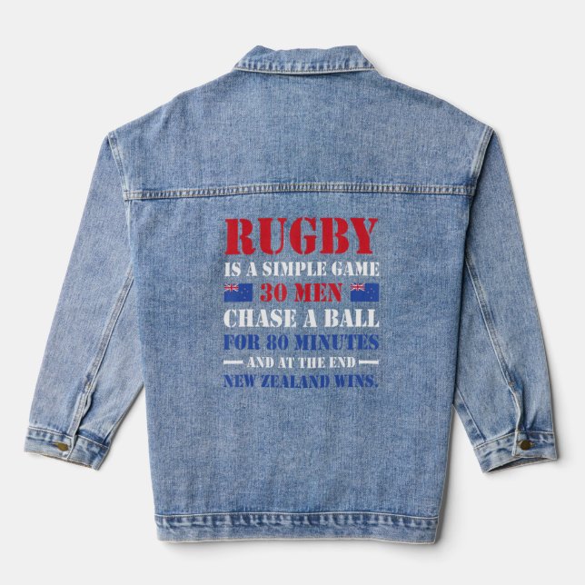 Rugby ist ein einfaches Spiel in Neuseeland Jeansjacke (Rückseite)