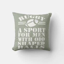 Rugby ist ein Sport für Männer mit seltsamen, gefo Kissen