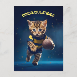 Rugby Kätzchen Postkarte