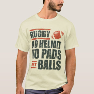 Rugby kein Sturzhelm keine Auflage-gerade Bälle T-Shirt