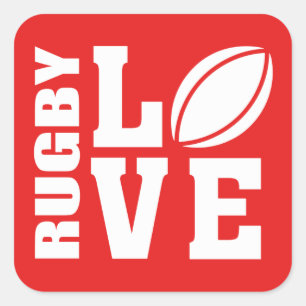 Rugby Liebe Quadratischer Aufkleber