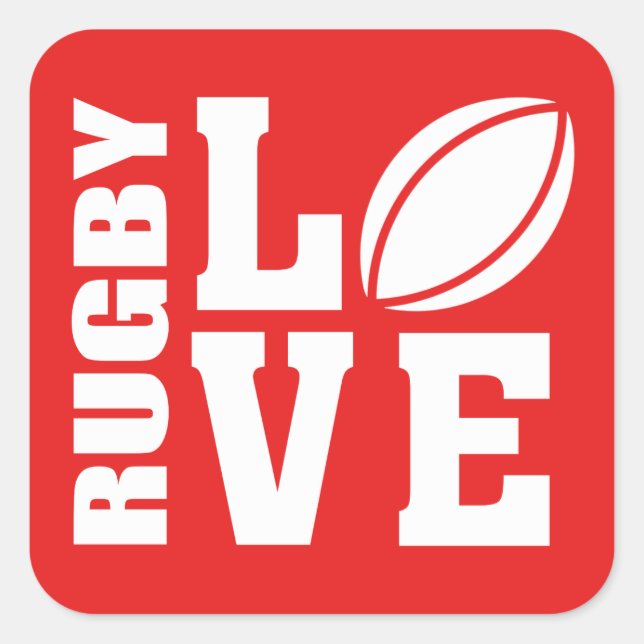 Rugby Liebe Quadratischer Aufkleber (Vorderseite)