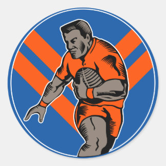 Rugby-Liga-Spieler, der mit Ball spielt Runder Aufkleber