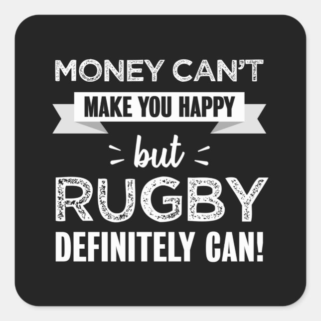 Rugby macht dich glücklich Funny Gift Quadratischer Aufkleber (Vorderseite)