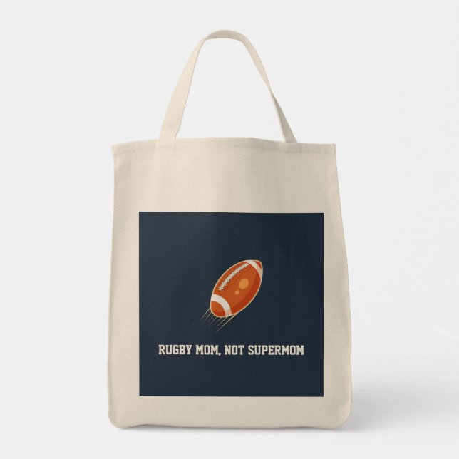 "Rugby Mama, not Supermutter" RUGBY LOVER Tragetasche (Rückseite)