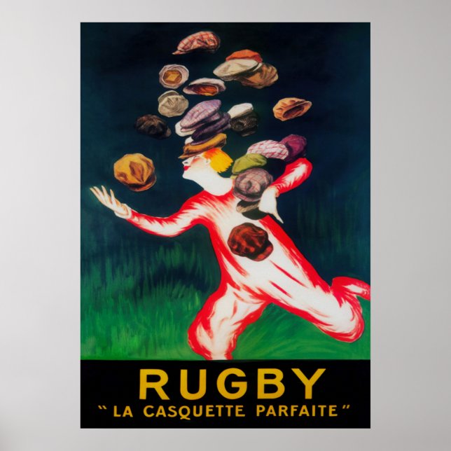 Rugby-Mützen Vintage-Modeposter Poster (Vorne)