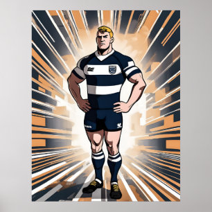 Rugby Player Art Print Poster