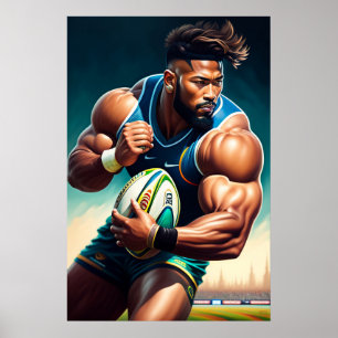 Rugby Player Art Print Poster