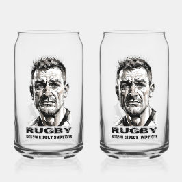 Rugby Player druckt 16oz Can Brillen Dosenglas