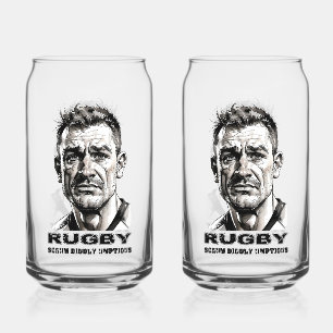 Rugby Player druckt 16oz Can Brillen Dosenglas