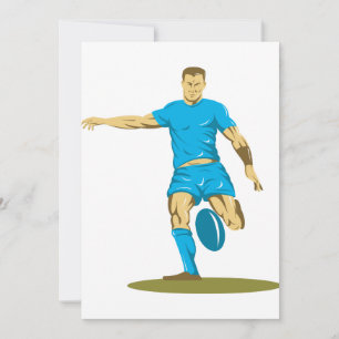 Rugby Player Kicking Ball Athletic Sports Einladung