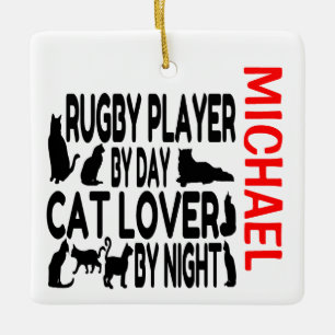 Rugby Player Lieben Cats CUSTOM Keramikornament