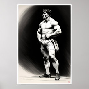 Rugby Player Zeichnend - Art Print Poster